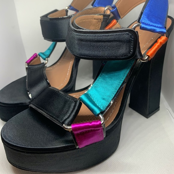 Zara Multicolor Satin Platform Heels